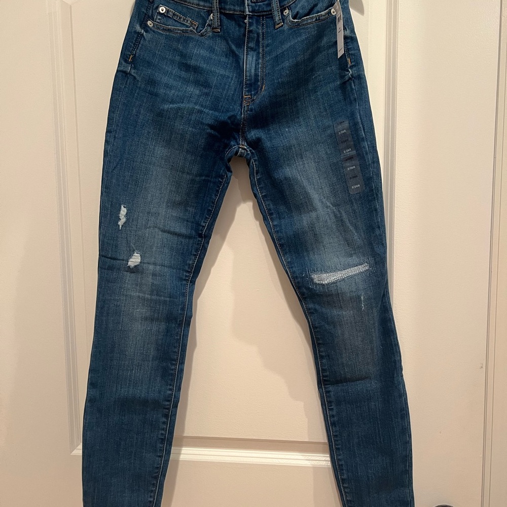 GAP Factory Blue High Rise Jeans with Distressed Details